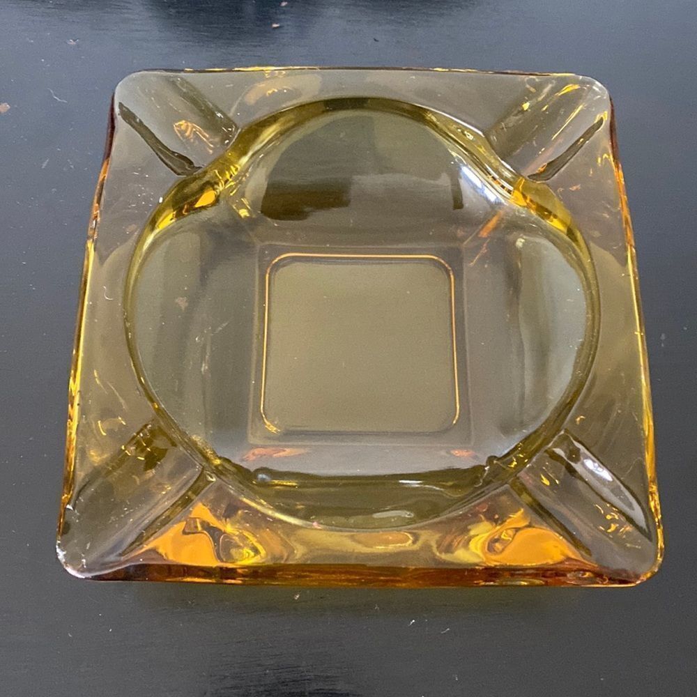 Midcentury Amber Glass Ashtray